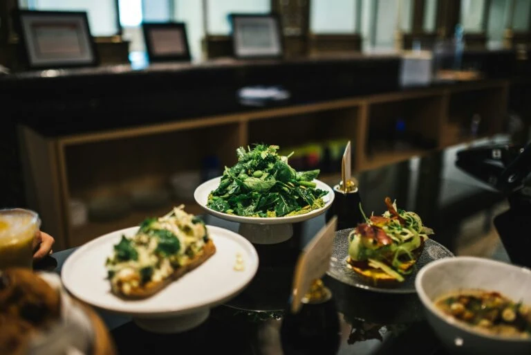 Delicious set of food presented at a restaurant